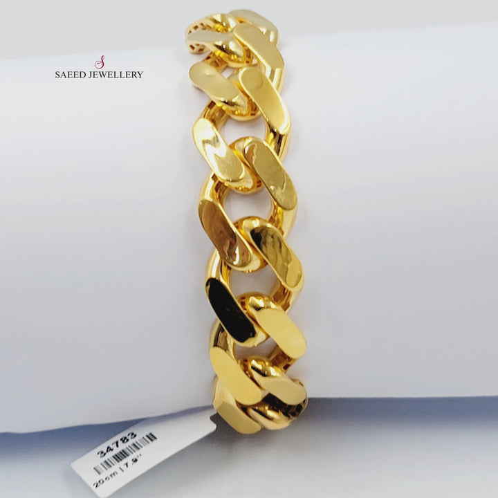 21K اسوارة جنزير عريض-مجوهرات الشيخ سعيد-Saeed Jewelry 