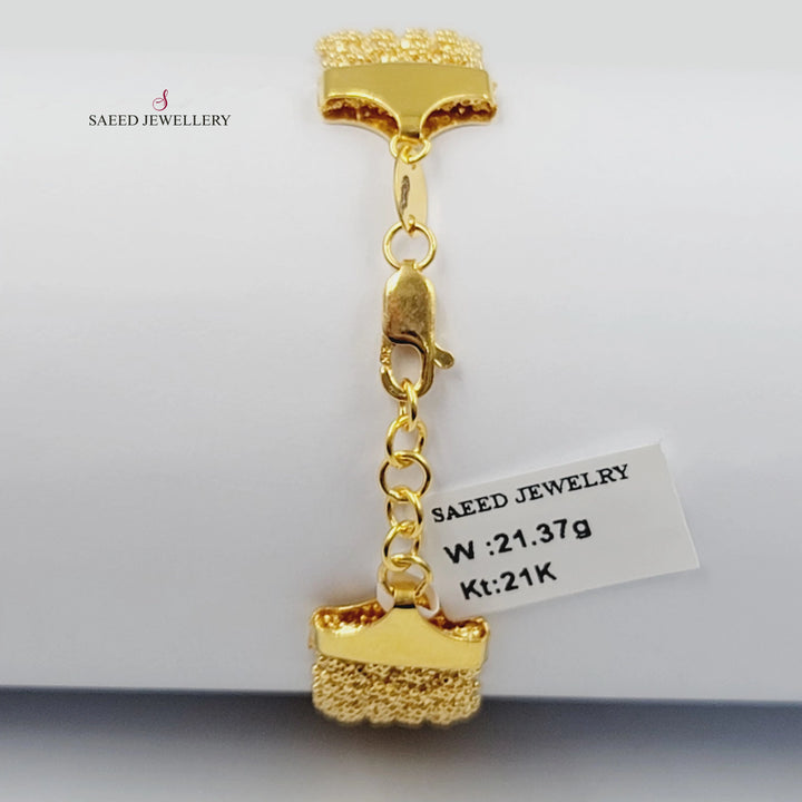 21K اسوارة فانسي عريض-مجوهرات الشيخ سعيد-Saeed Jewelry 