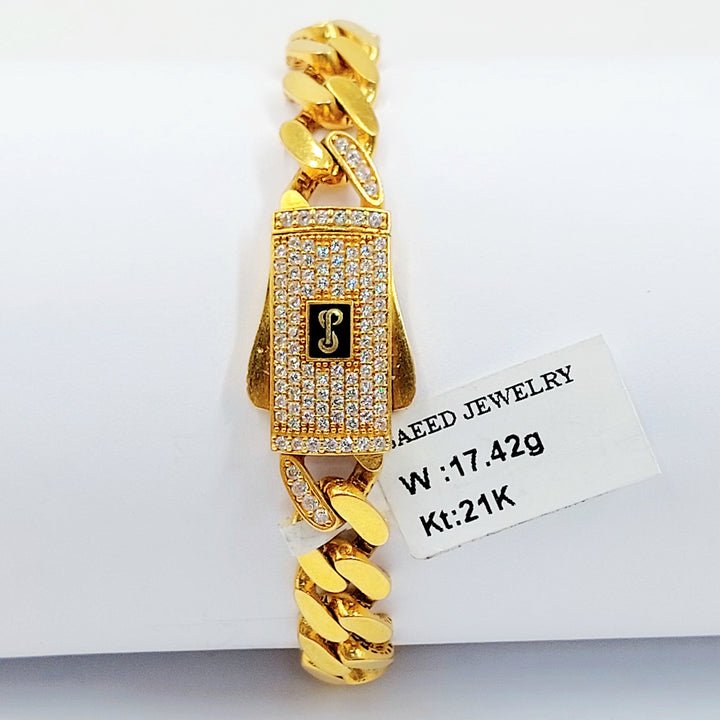 21K اسوارة جنزير مرصع-مجوهرات الشيخ سعيد-Saeed Jewelry 