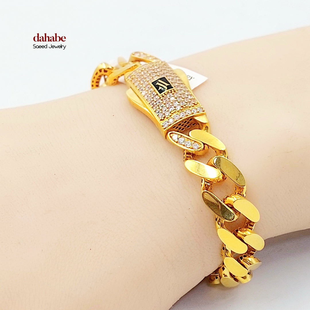21K اسوارة جنزير مرصع-مجوهرات الشيخ سعيد-Saeed Jewelry 