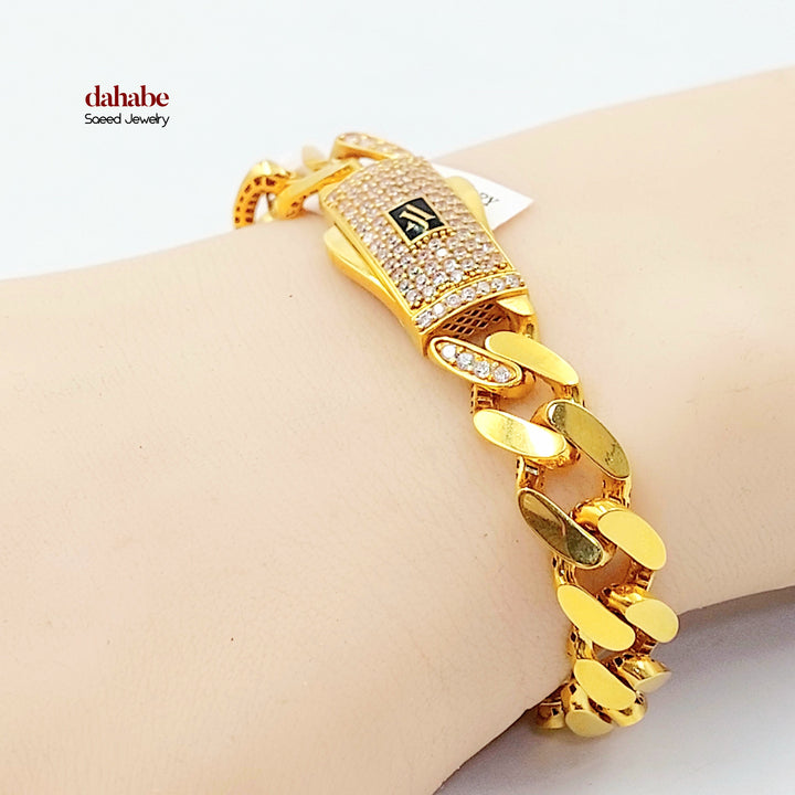 21K اسوارة جنزير مرصع-مجوهرات الشيخ سعيد-Saeed Jewelry 