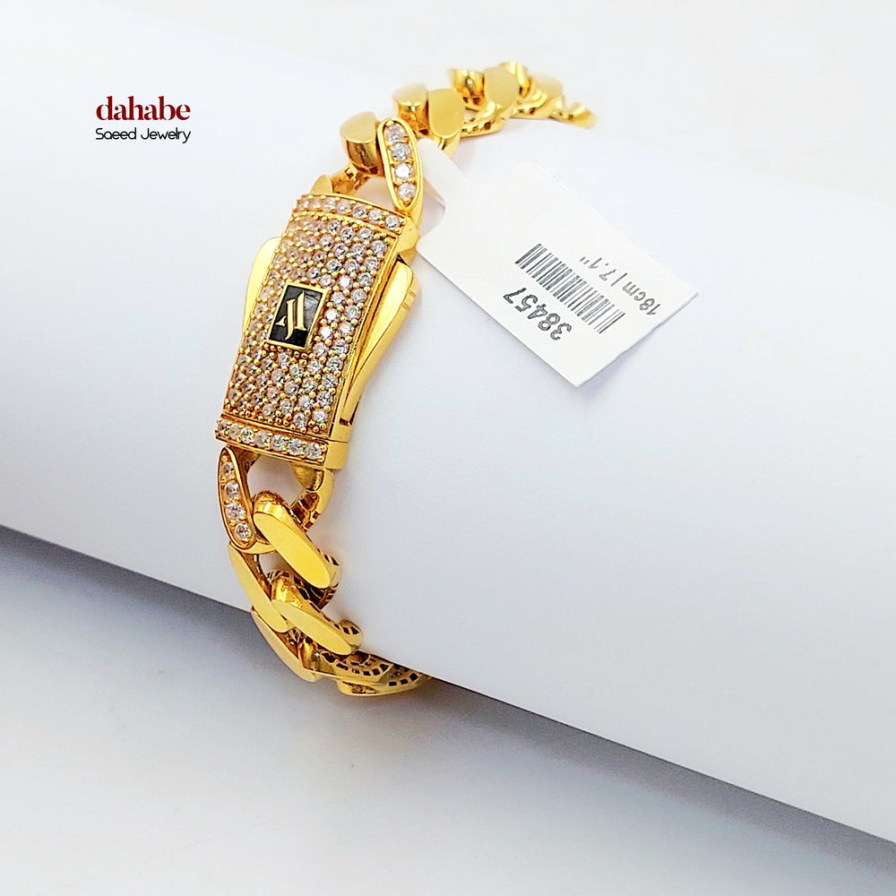 21K اسوارة جنزير مرصع-مجوهرات الشيخ سعيد-Saeed Jewelry 