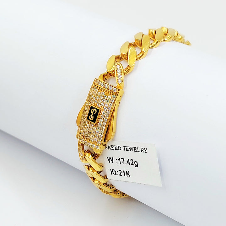 21K اسوارة جنزير مرصع-مجوهرات الشيخ سعيد-Saeed Jewelry 
