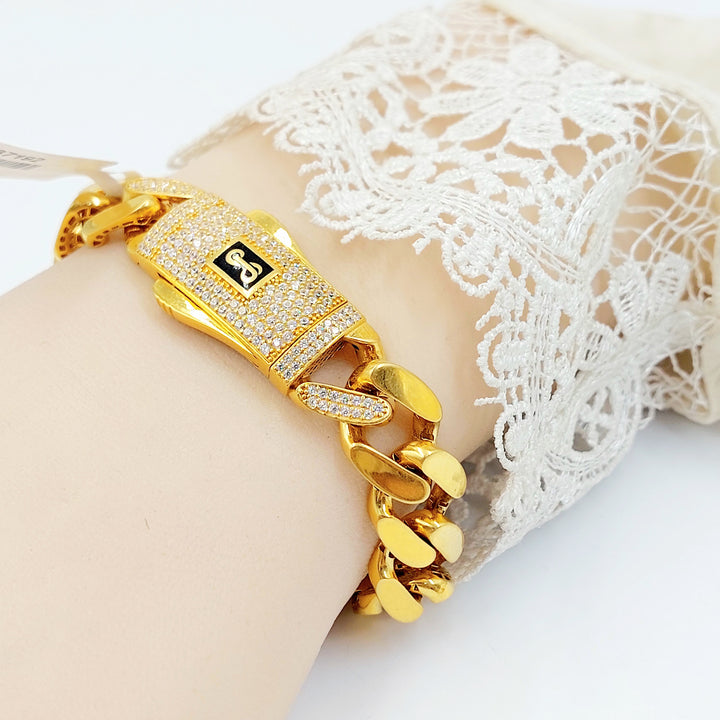 21K اسوارة جنزير مرصع-مجوهرات الشيخ سعيد-Saeed Jewelry 