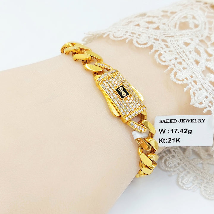21K اسوارة جنزير مرصع-مجوهرات الشيخ سعيد-Saeed Jewelry 