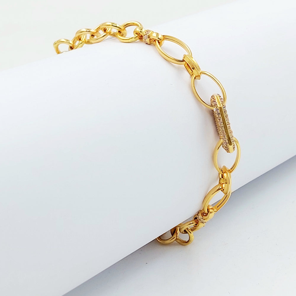 21K اسوارة جنزير مرصع-مجوهرات الشيخ سعيد-Saeed Jewelry 
