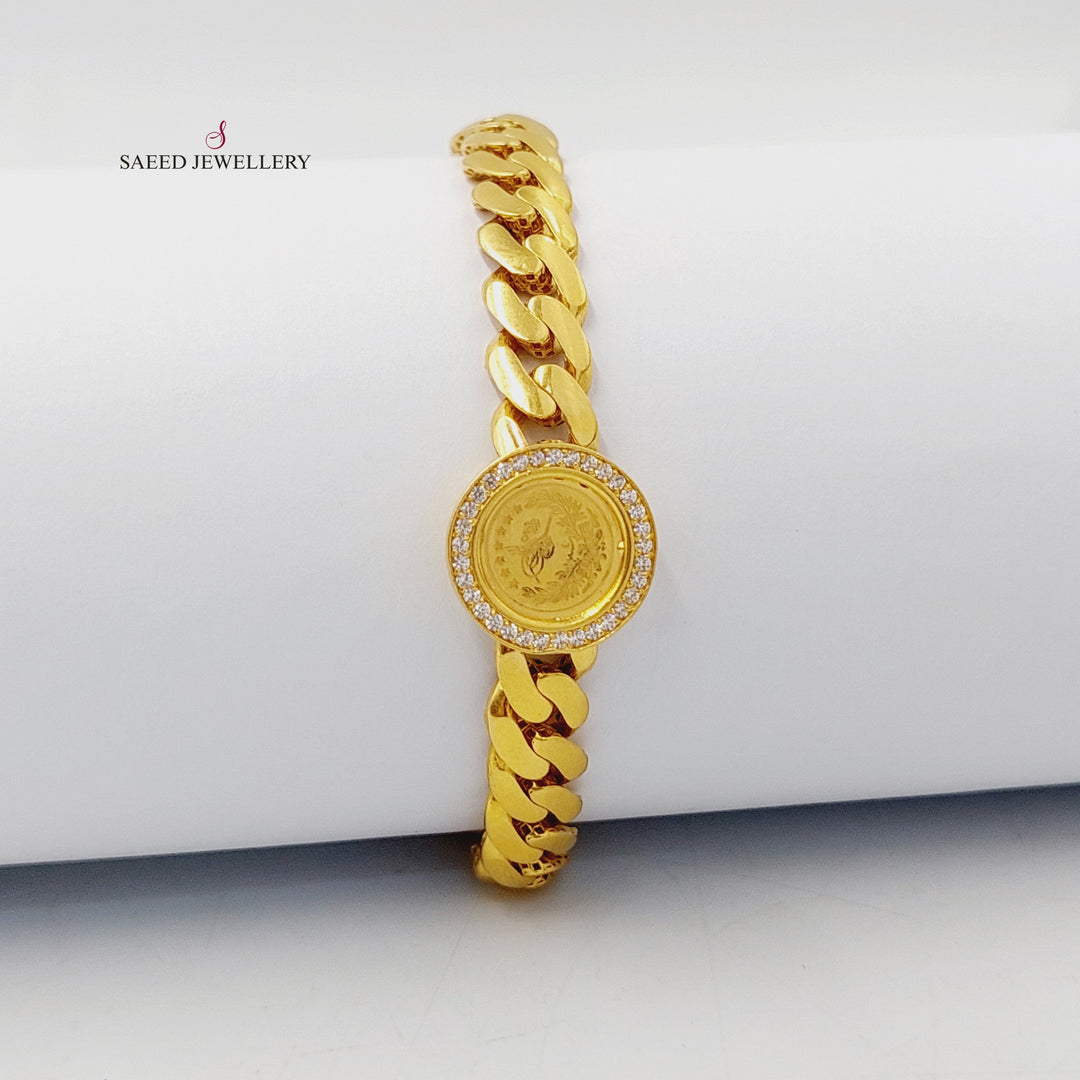 21K اسوارة جنزير مرصع-مجوهرات الشيخ سعيد-Saeed Jewelry 