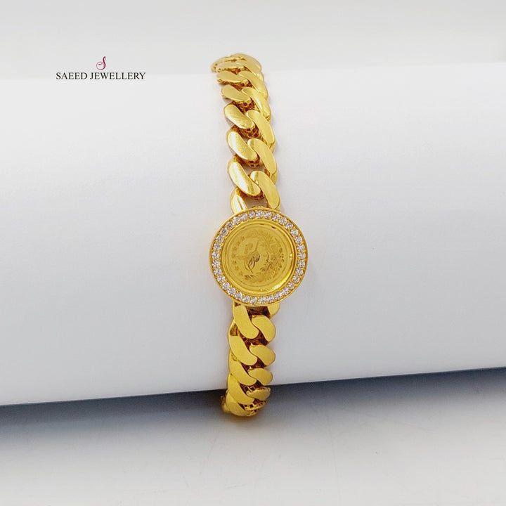 21K اسوارة جنزير مرصع-مجوهرات الشيخ سعيد-Saeed Jewelry 