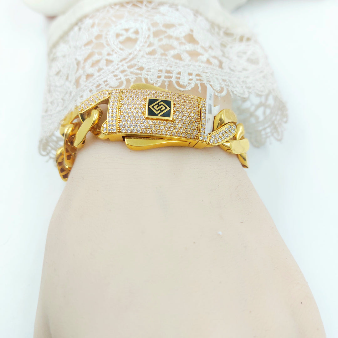 21K اسوارة جنزير مرصع-مجوهرات الشيخ سعيد-Saeed Jewelry 