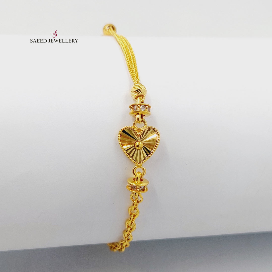 21K اسوارة قلب مرصع-مجوهرات الشيخ سعيد-Saeed Jewelry 