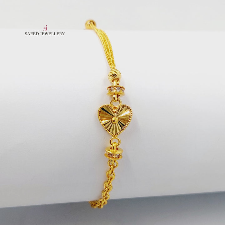 21K اسوارة قلب مرصع-مجوهرات الشيخ سعيد-Saeed Jewelry 