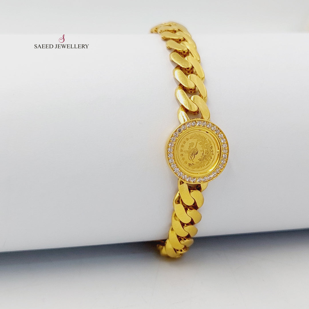 21K اسوارة جنزير مرصع-مجوهرات الشيخ سعيد-Saeed Jewelry 
