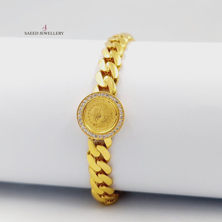21K اسوارة جنزير مرصع-مجوهرات الشيخ سعيد-Saeed Jewelry 