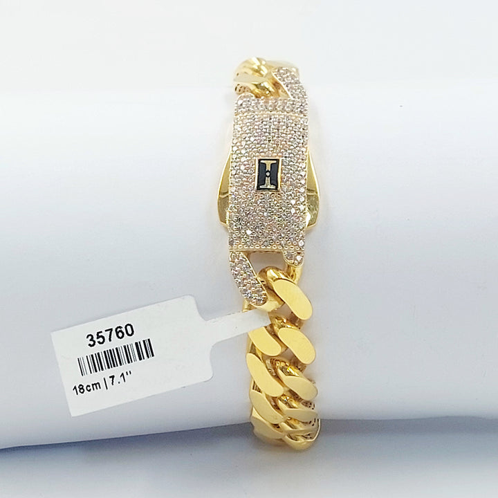 21K اسوارة جنزير مرصع-مجوهرات الشيخ سعيد-Saeed Jewelry 