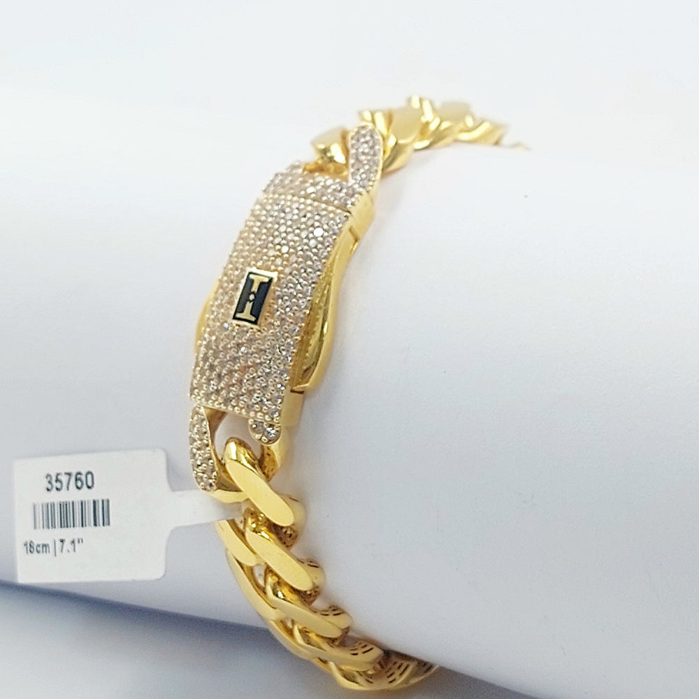 21K اسوارة جنزير مرصع-مجوهرات الشيخ سعيد-Saeed Jewelry 