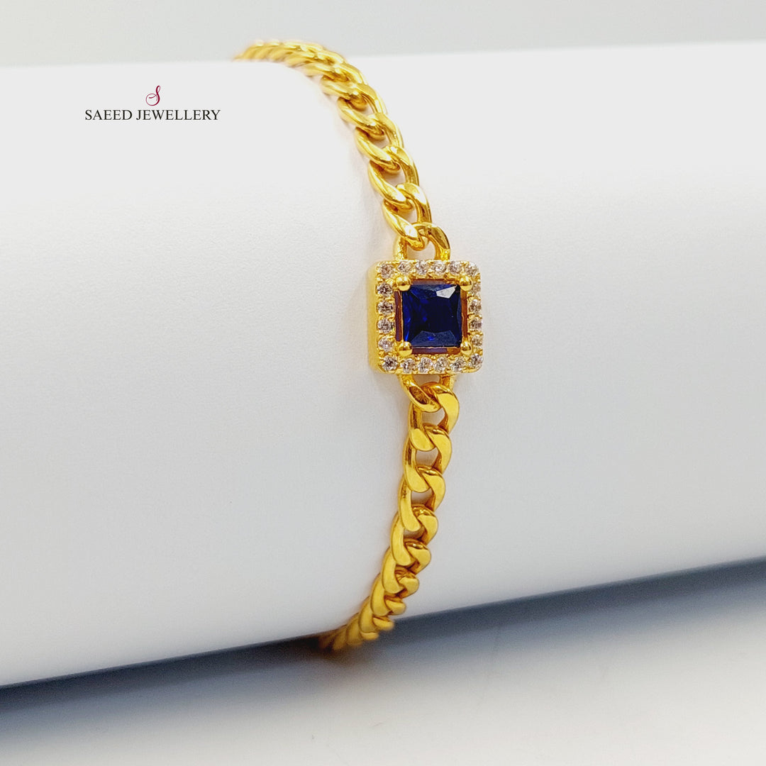 21K اسوارة جنزير مرصع-مجوهرات الشيخ سعيد-Saeed Jewelry 