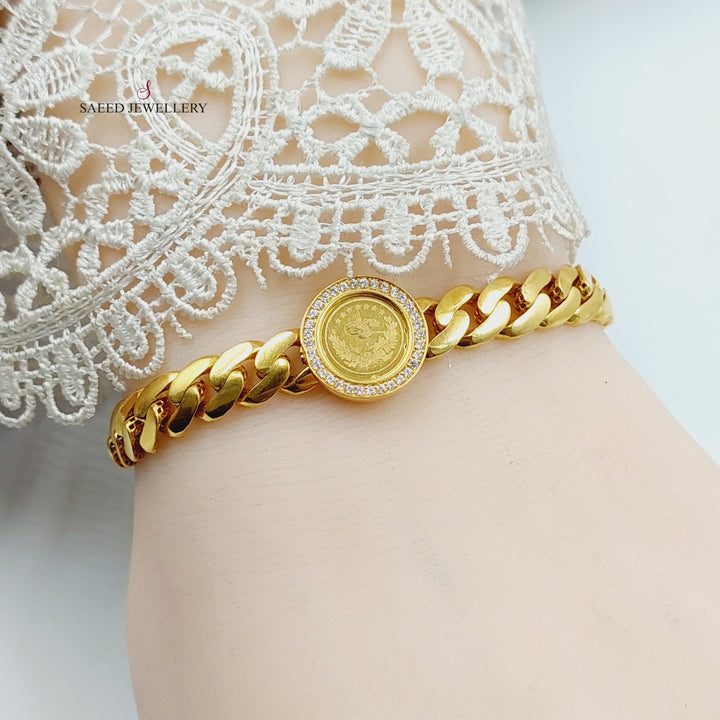 21K اسوارة جنزير مرصع-مجوهرات الشيخ سعيد-Saeed Jewelry 