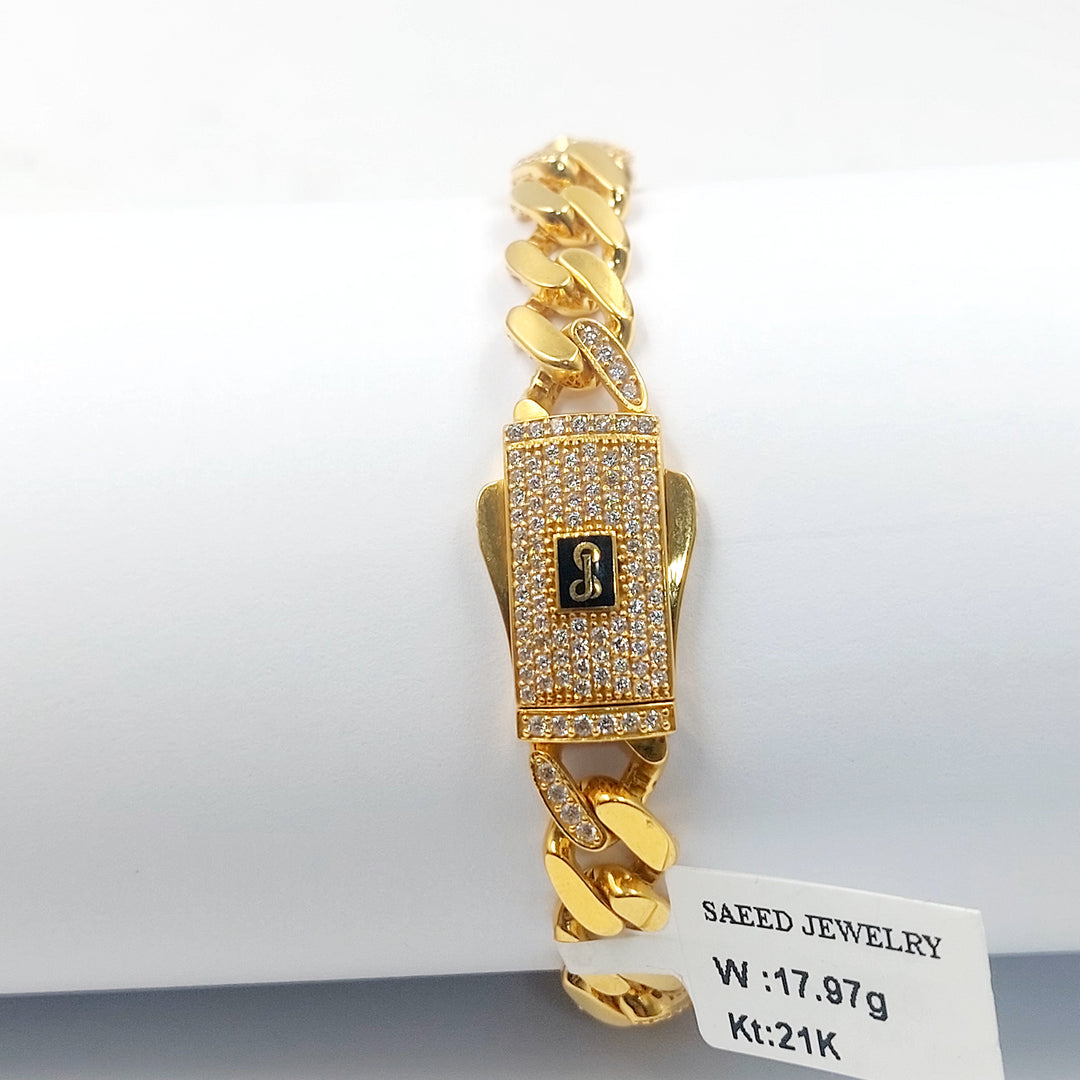 21K اسوارة جنزير مرصع-مجوهرات الشيخ سعيد-Saeed Jewelry 