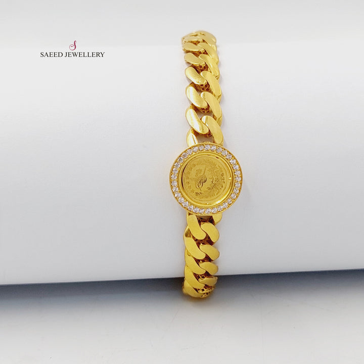 21K اسوارة جنزير مرصع-مجوهرات الشيخ سعيد-Saeed Jewelry 