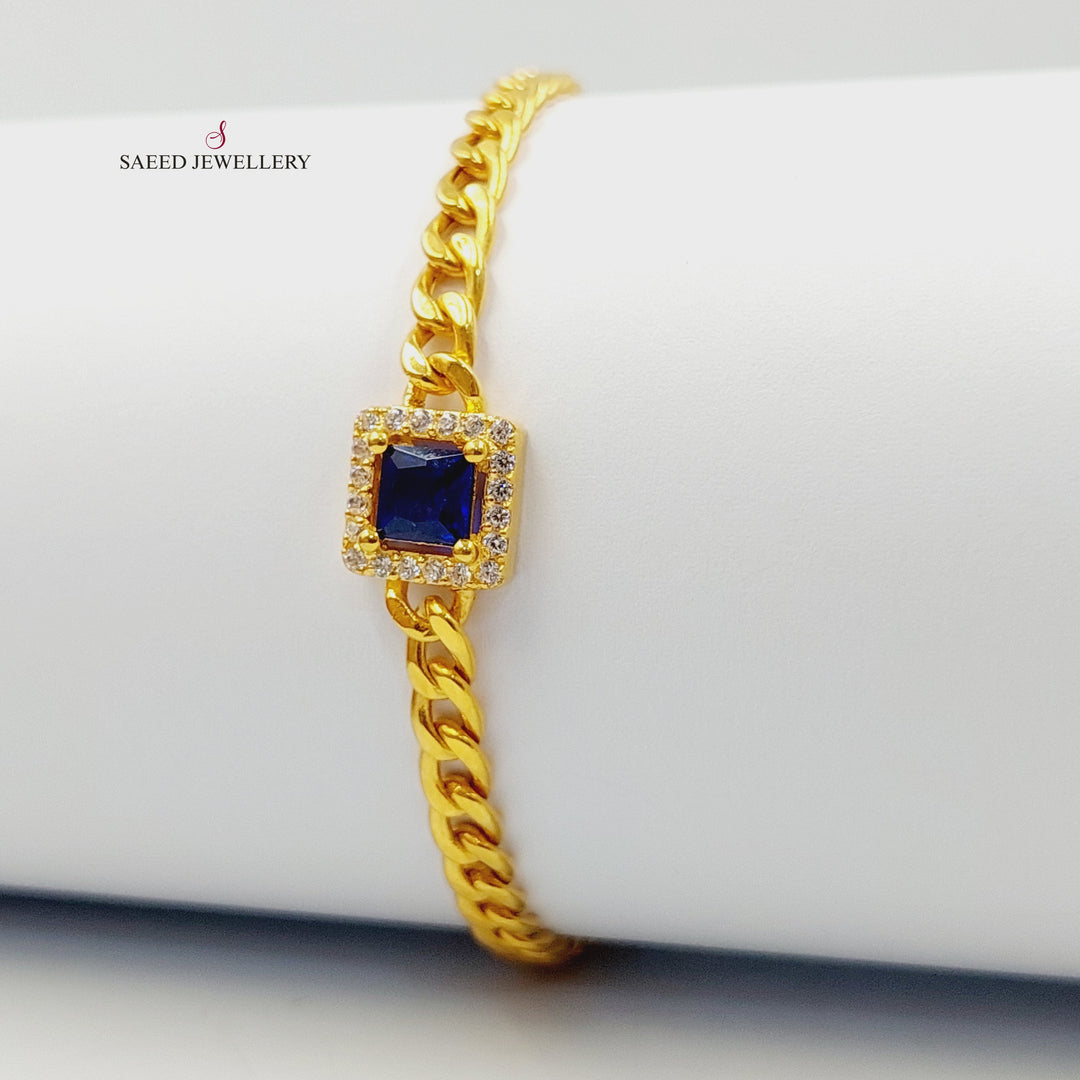 21K اسوارة جنزير مرصع-مجوهرات الشيخ سعيد-Saeed Jewelry 