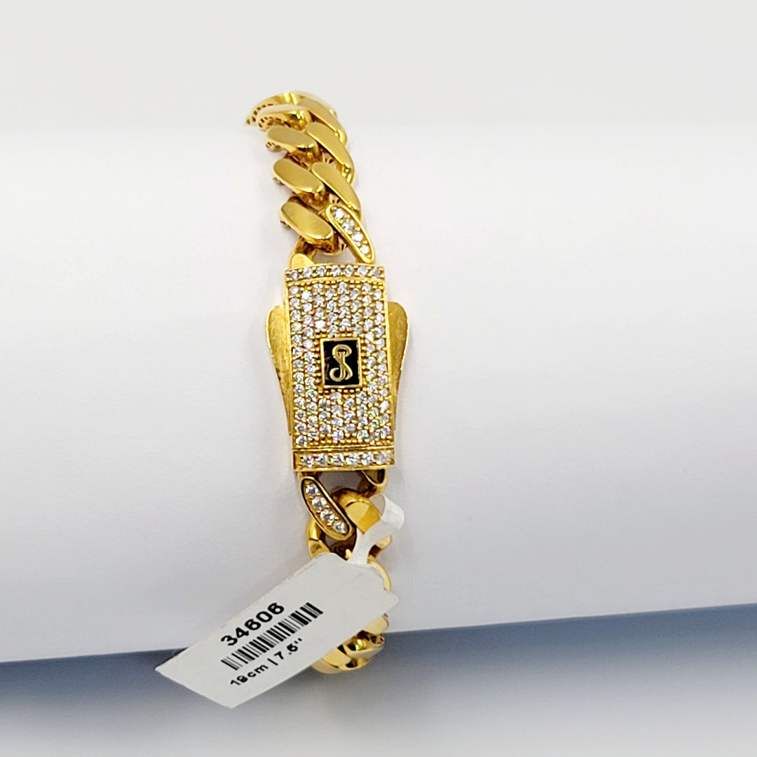 21K اسوارة جنزير مرصع-مجوهرات الشيخ سعيد-Saeed Jewelry 