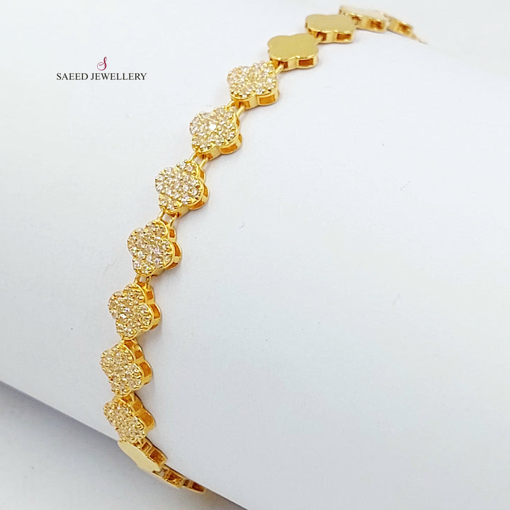 21K اسوارة وردة مرصع-مجوهرات الشيخ سعيد-Saeed Jewelry 