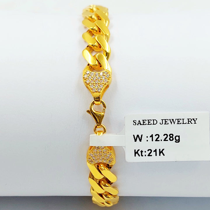 21K اسوارة جنزير مرصع-مجوهرات الشيخ سعيد-Saeed Jewelry 