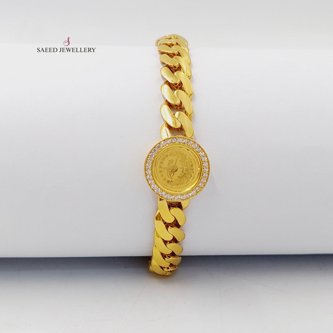 21K اسوارة جنزير مرصع-مجوهرات الشيخ سعيد-Saeed Jewelry 