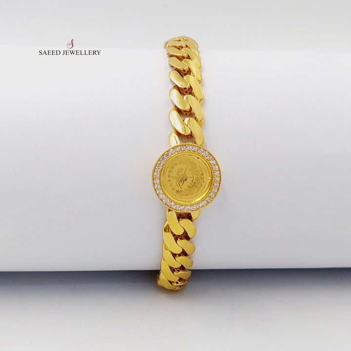 21K اسوارة جنزير مرصع-مجوهرات الشيخ سعيد-Saeed Jewelry 