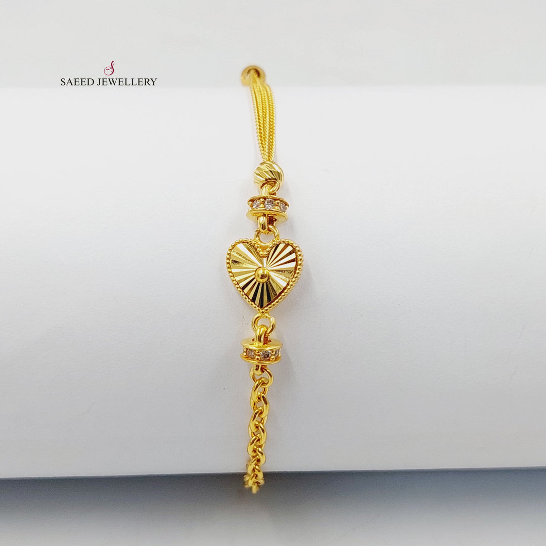 21K اسوارة قلب مرصع-مجوهرات الشيخ سعيد-Saeed Jewelry 