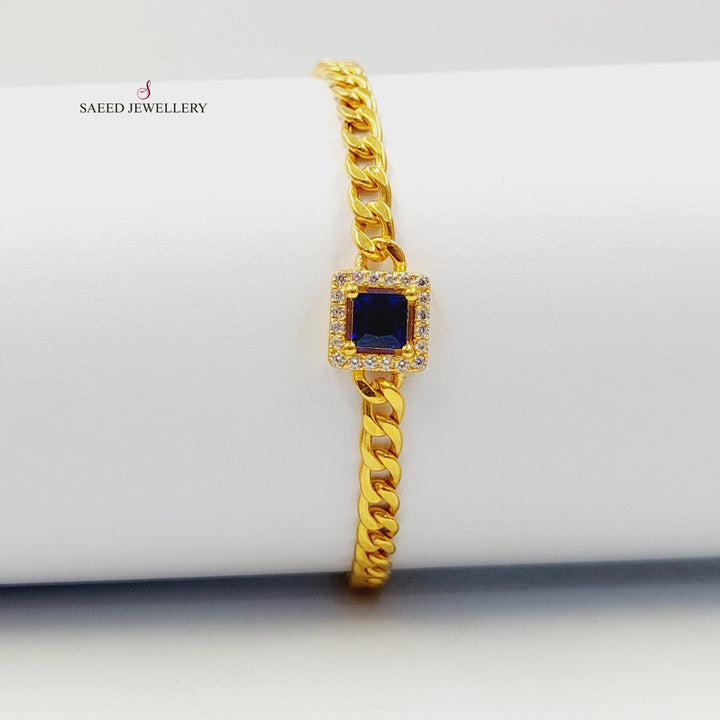 21K اسوارة جنزير مرصع-مجوهرات الشيخ سعيد-Saeed Jewelry 