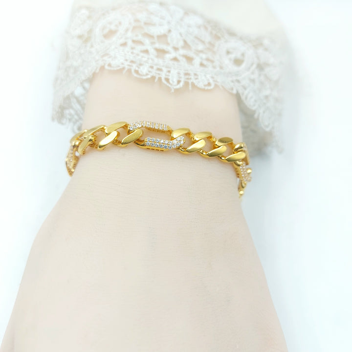 21K اسوارة جنزير مرصع-مجوهرات الشيخ سعيد-Saeed Jewelry 