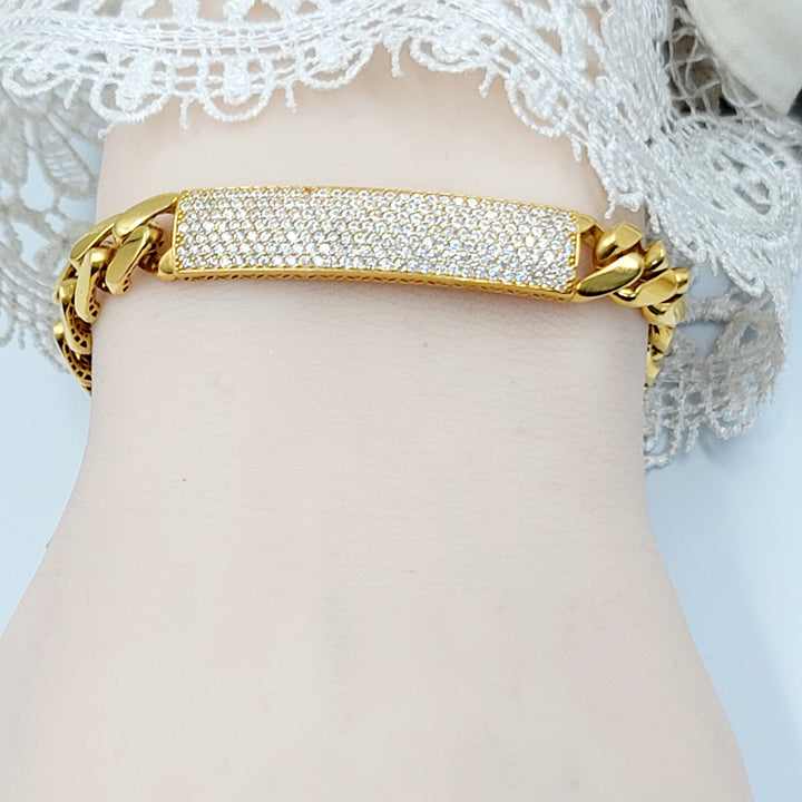 21K اسوارة جنزير مرصع-مجوهرات الشيخ سعيد-Saeed Jewelry 