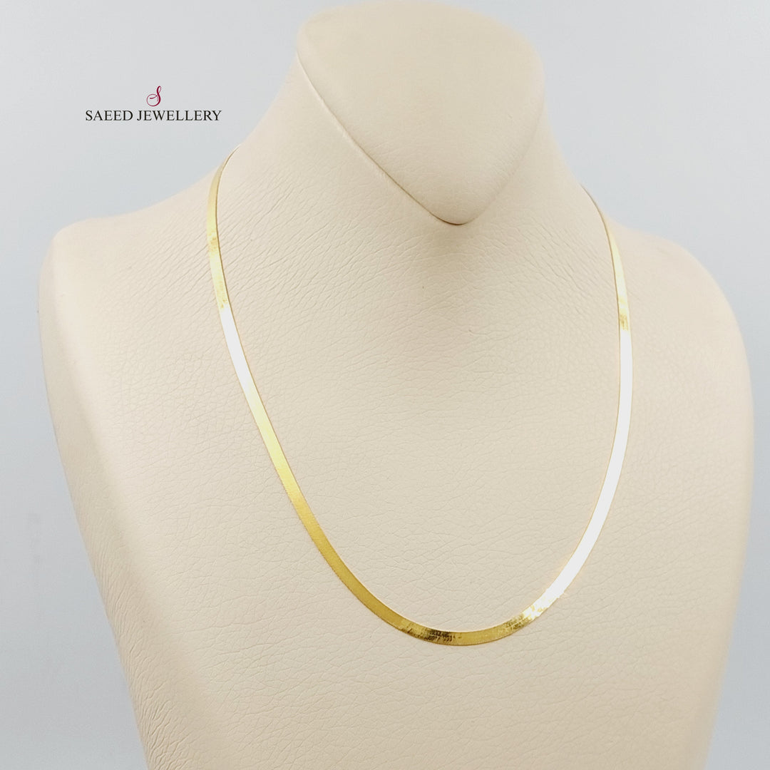 21K سنسال مبسط 3mm-مجوهرات الشيخ سعيد-Saeed Jewelry 