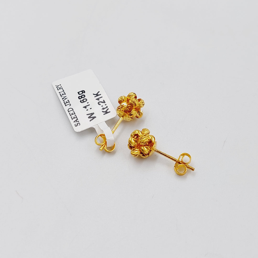 21K حلق برغي طابات-مجوهرات الشيخ سعيد-Saeed Jewelry 