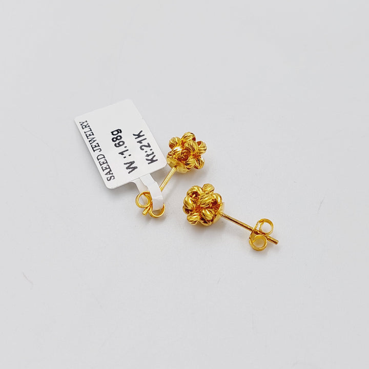 21K حلق برغي طابات-مجوهرات الشيخ سعيد-Saeed Jewelry 