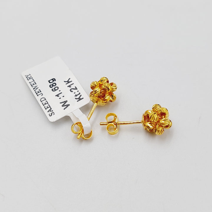 21K حلق برغي طابات-مجوهرات الشيخ سعيد-Saeed Jewelry 