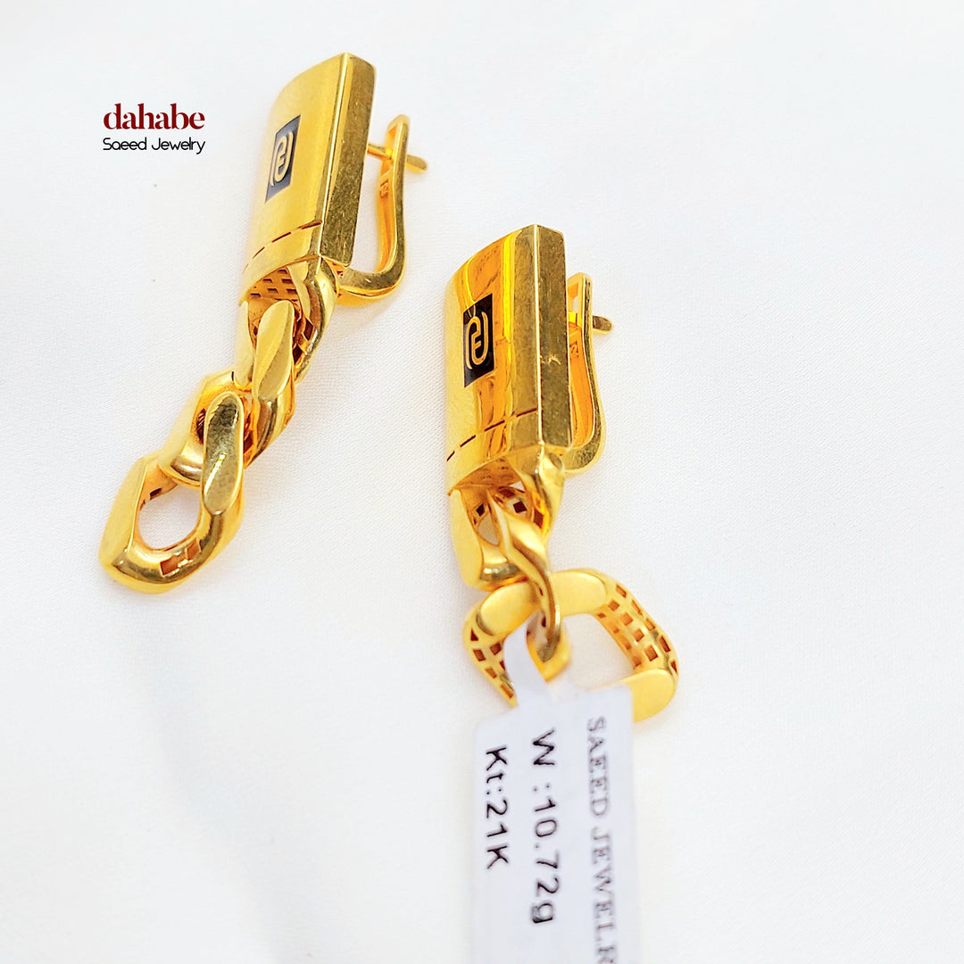 21K حلق جنزير-مجوهرات الشيخ سعيد-Saeed Jewelry 