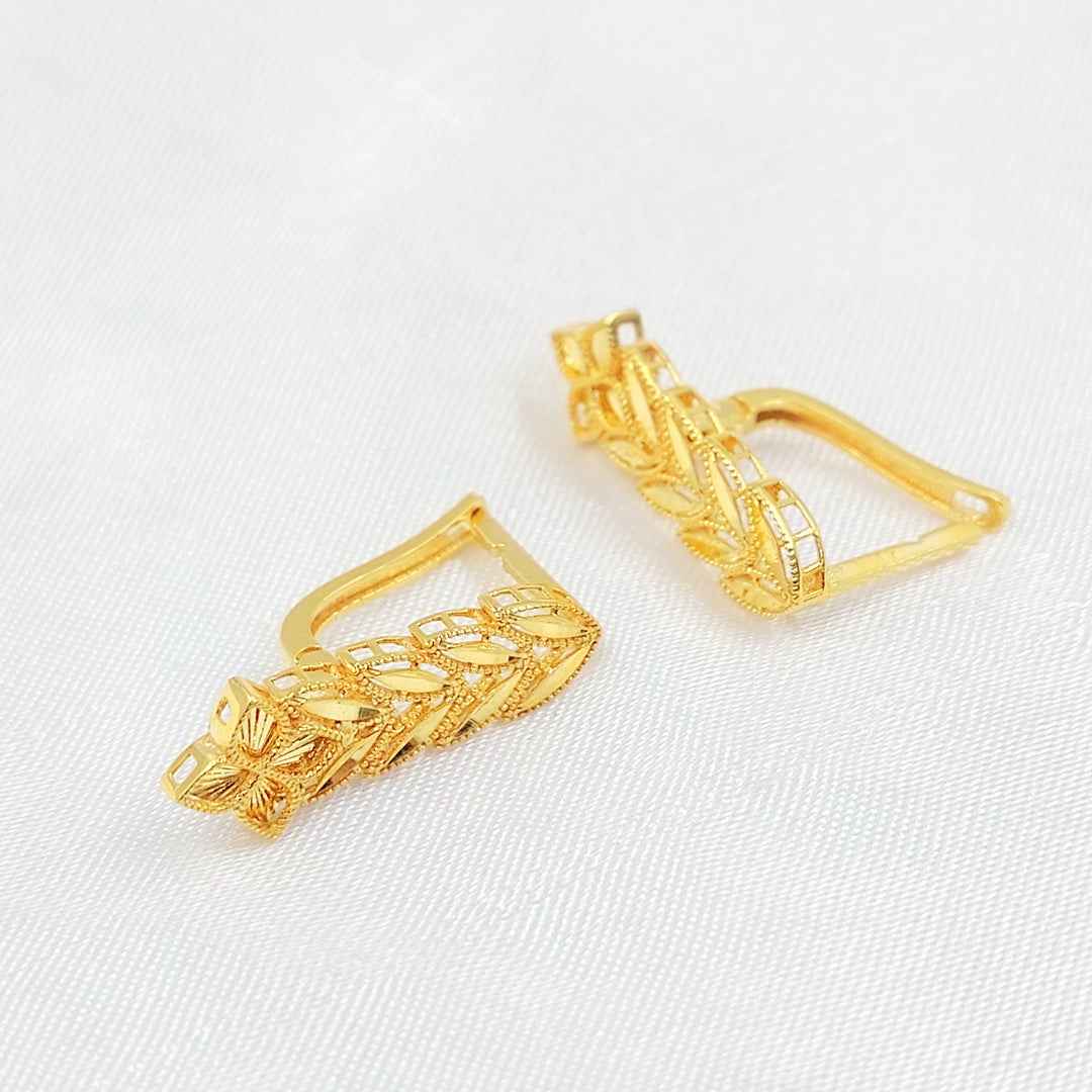 21K حلق ورق الشجر اكسترا-مجوهرات الشيخ سعيد-Saeed Jewelry 