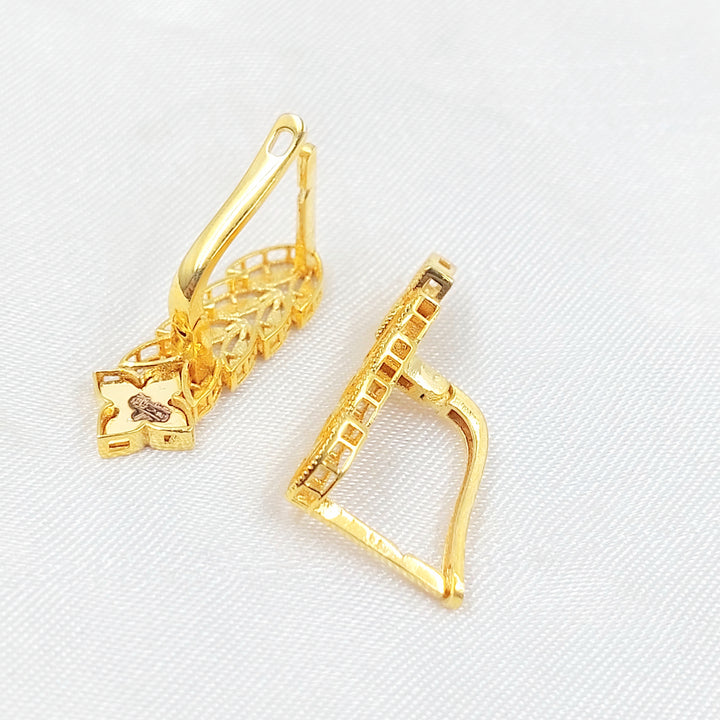21K حلق ورق الشجر اكسترا-مجوهرات الشيخ سعيد-Saeed Jewelry 