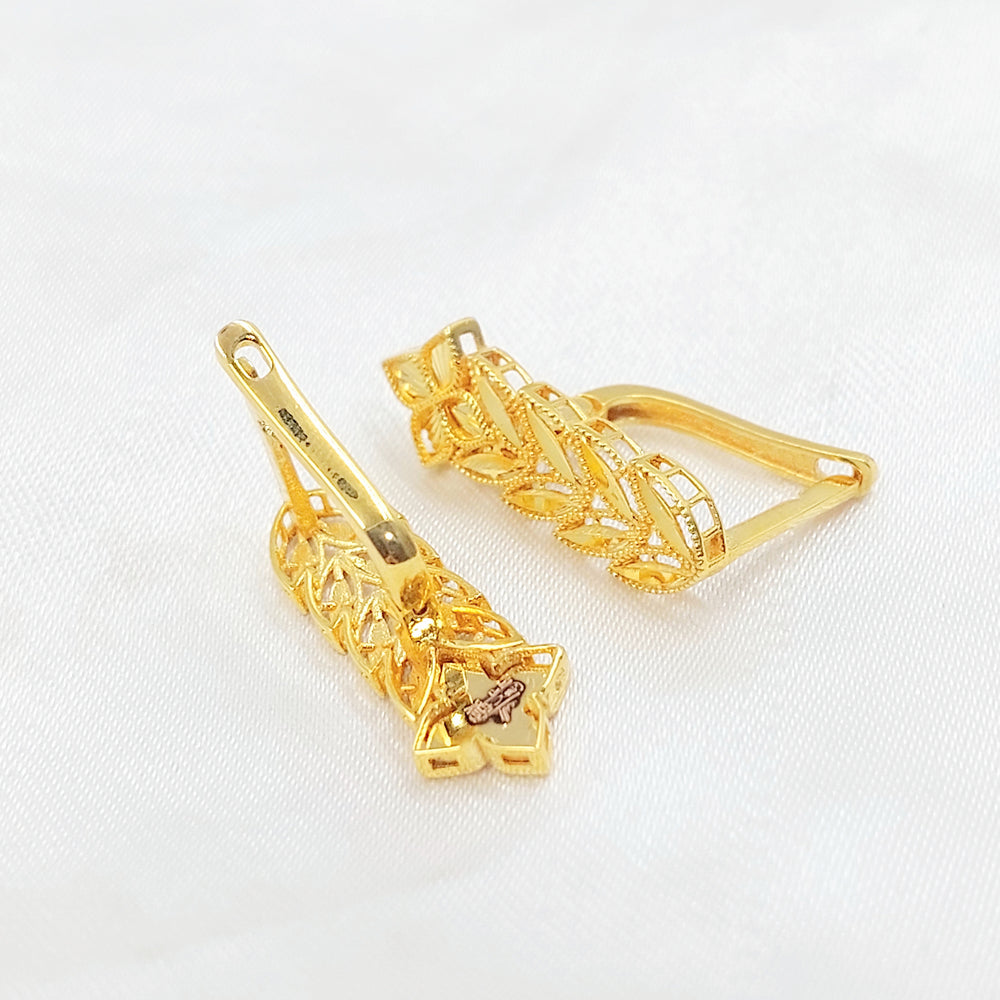 21K حلق ورق الشجر اكسترا-مجوهرات الشيخ سعيد-Saeed Jewelry 