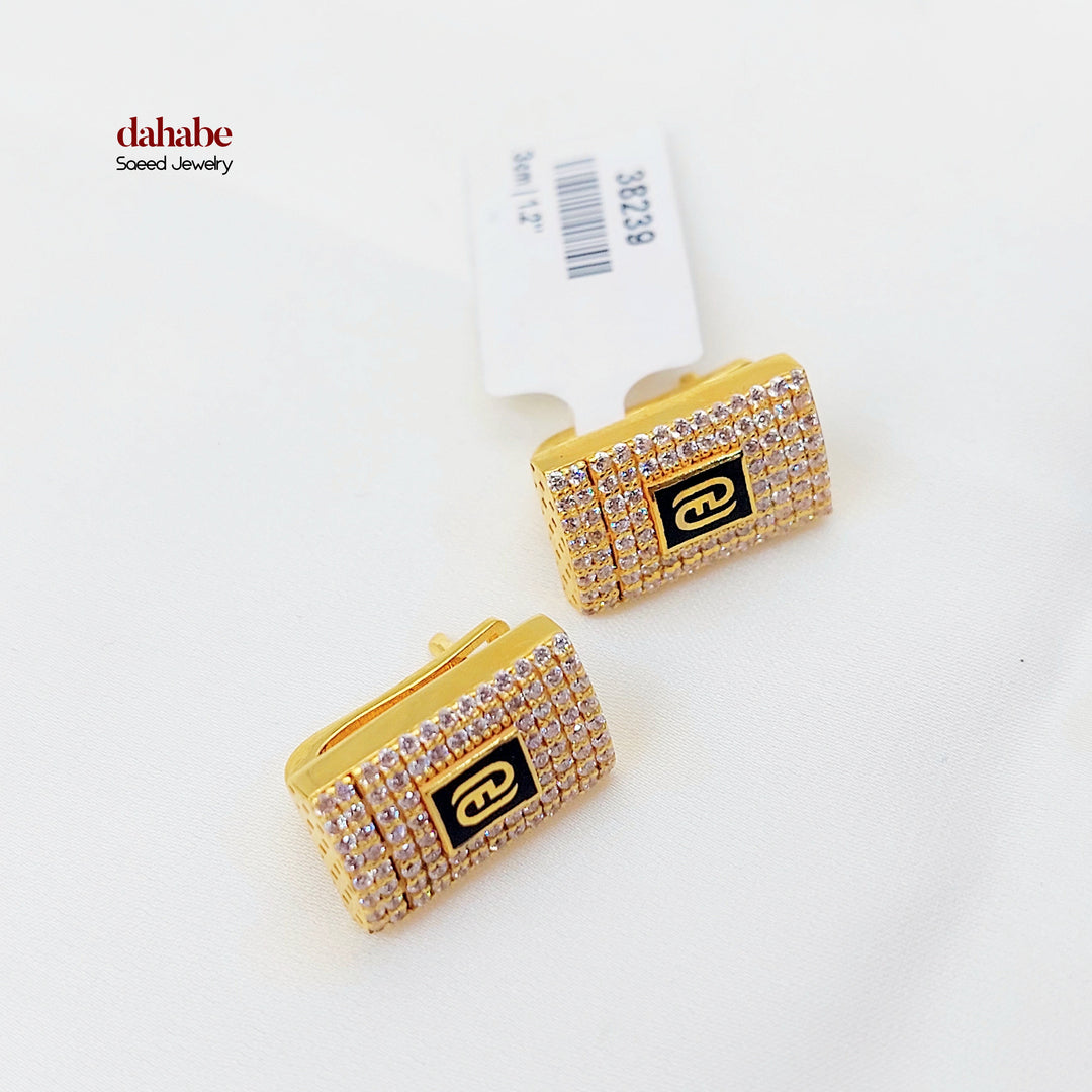 21K حلق شنكل مينا مرصع-مجوهرات الشيخ سعيد-Saeed Jewelry 