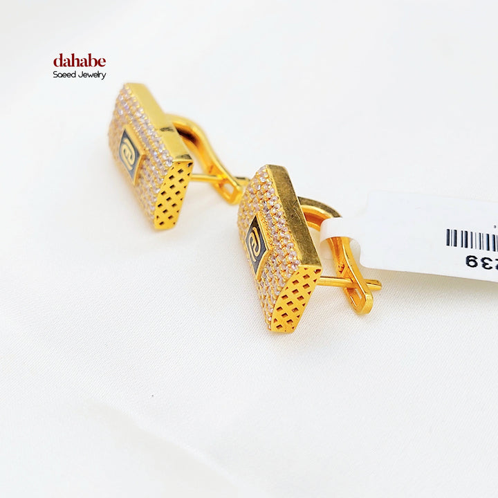 21K حلق شنكل مينا مرصع-مجوهرات الشيخ سعيد-Saeed Jewelry 