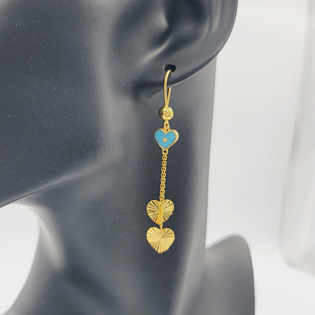 21K حلق قلب مينا-مجوهرات الشيخ سعيد-Saeed Jewelry 