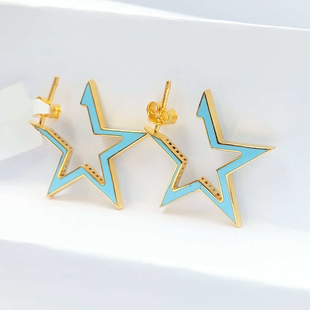 21K حلق نجمة مينا-مجوهرات الشيخ سعيد-Saeed Jewelry 