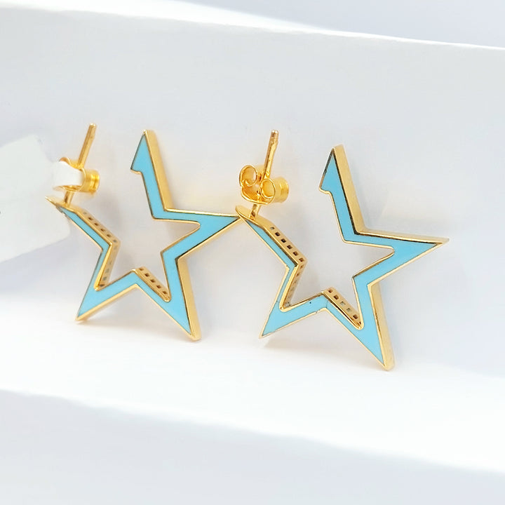 21K حلق نجمة مينا-مجوهرات الشيخ سعيد-Saeed Jewelry 