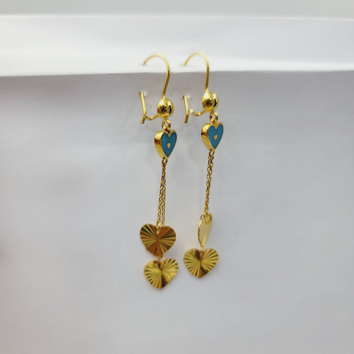 21K حلق قلب مينا-مجوهرات الشيخ سعيد-Saeed Jewelry 