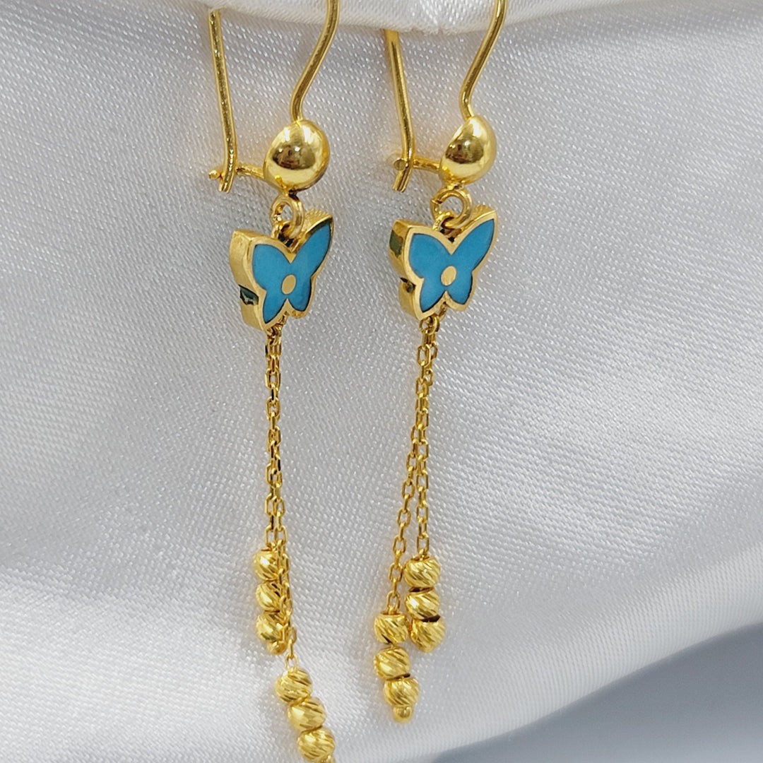 21K حلق فراشة مينا-مجوهرات الشيخ سعيد-Saeed Jewelry 