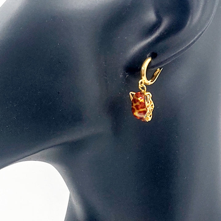 21K حلق تايجر مينا-مجوهرات الشيخ سعيد-Saeed Jewelry 