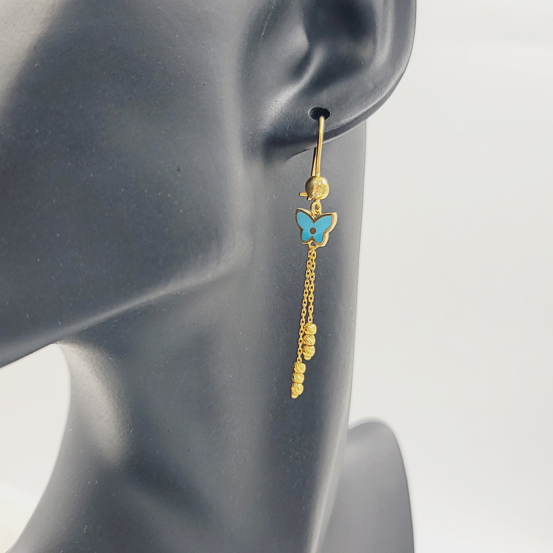 21K حلق فراشة مينا-مجوهرات الشيخ سعيد-Saeed Jewelry 